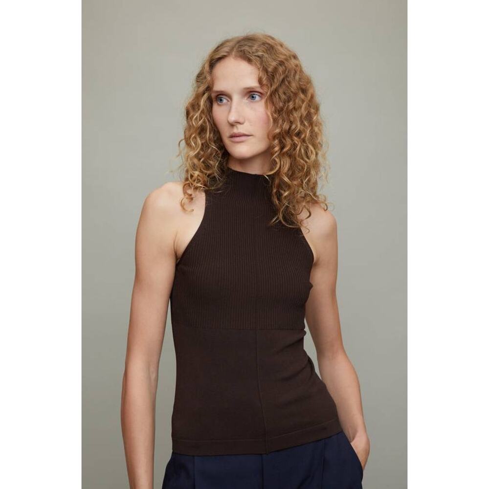 Maria McManus Mock Halter Neck Tank Top in Chocolate XS